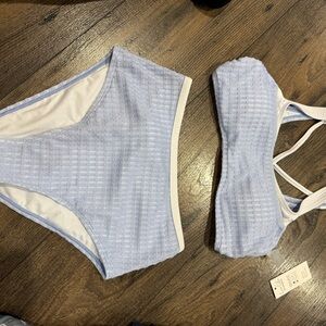 Zaful Light Blue Textured Bikini Set